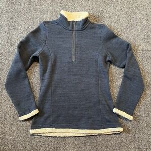 KUHL Alfpaca Fleece Sweater Jacket 1/4 Zip Pullover Sherpa Womens S Blue